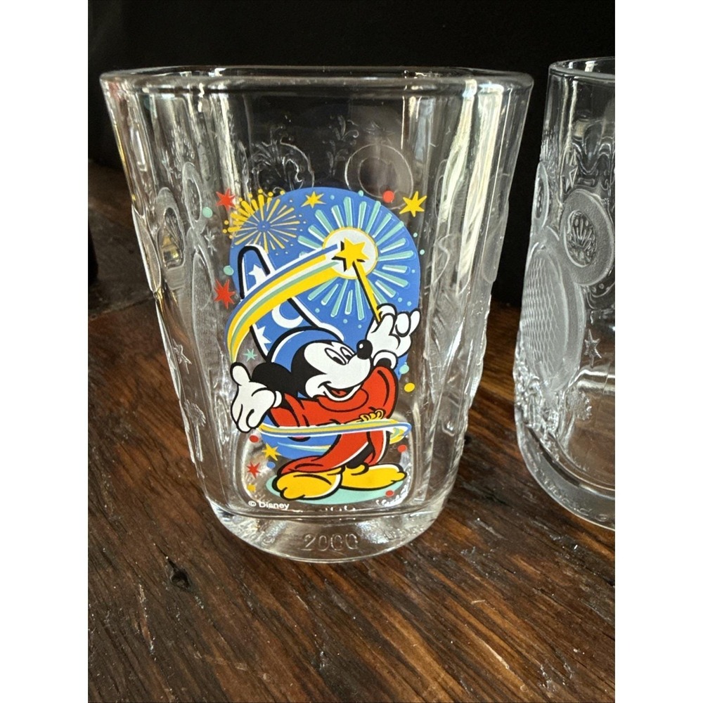 McDonald's Sorcerer Mickey Glass Cups Millennium Celebration2000 Vintage Glasses - Picture 2 of 6